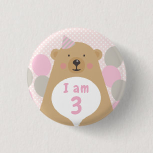 Macaron Rond 2,50 Cm Bouton câlin mignon d'insigne d'âge d'anniversaire