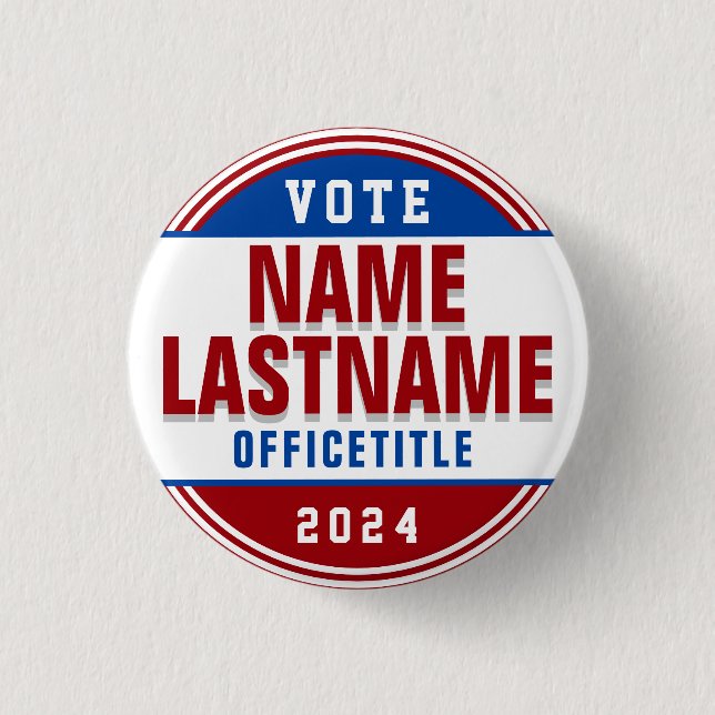 Macaron Rond 2,50 Cm Bouton Campagne électorale Rouge, Bleu Blanc (Devant)