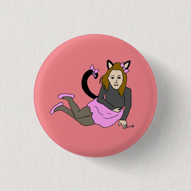 Macaron Rond 2,50 Cm bouton catgirl (Devant)