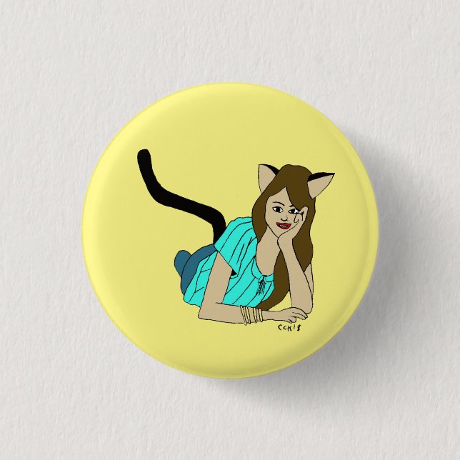 Macaron Rond 2,50 Cm bouton catgirl (Devant)