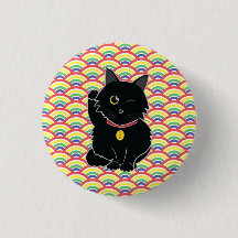 Bouton chanceux de Zelda de chat noir