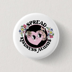 Macaron Rond 2,50 Cm Bouton Chat Adorable & Fleurs – Répandre la Gentil