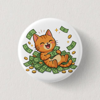 Macaron Rond 2,50 Cm Bouton Chat Argent Heureux