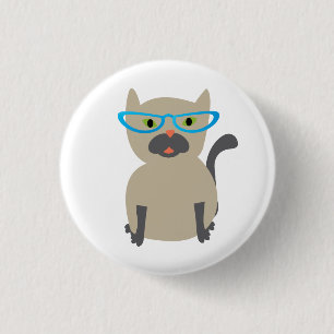 Macaron Rond 2,50 Cm Bouton Chat en lunettes