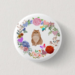 Macaron Rond 2,50 Cm Bouton Chat Floral