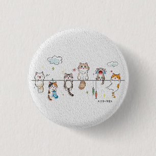 Macaron Rond 2,50 Cm Bouton Chats Mignons Pendus 