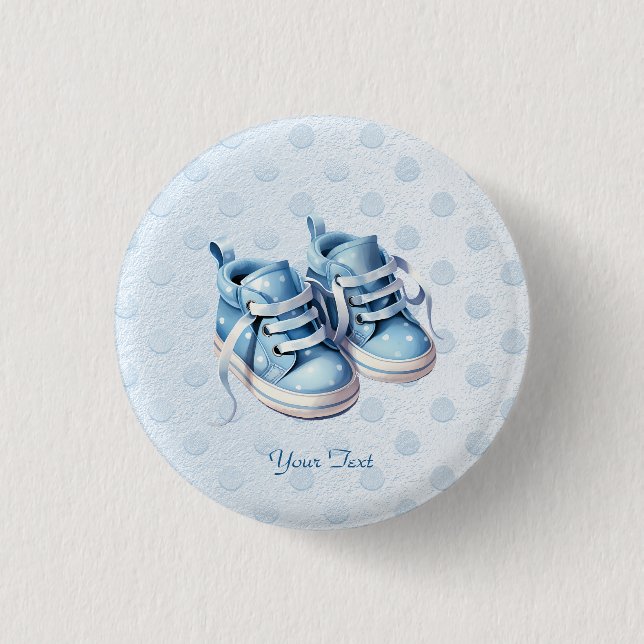 Macaron Rond 2,50 Cm Bouton Chaussures Bébé Bleu (Devant)