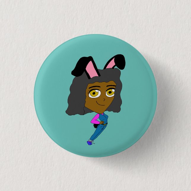 Macaron Rond 2,50 Cm bouton chibi bunnygirl (Devant)