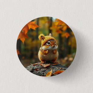 Macaron Rond 2,50 Cm Bouton Chipmunk Automne