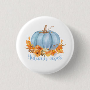 Macaron Rond 2,50 Cm Bouton Citrouille bleu Vibes d'automne