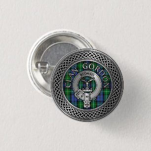 Macaron Rond 2,50 Cm Bouton Clan Gordon Crest & Tartan Knot