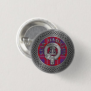 Macaron Rond 2,50 Cm Bouton Clan Hamilton Crest & Tartan Knot