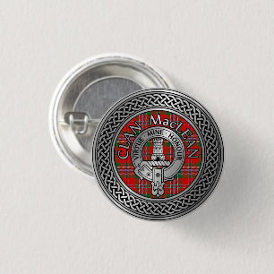 Macaron Rond 2,50 Cm Bouton Clan MacLean Crest & Tartan Knot