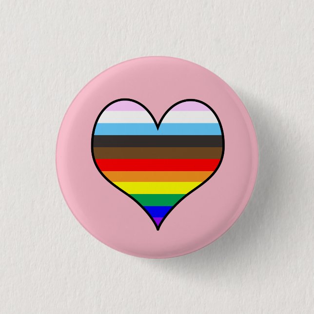 Macaron Rond 2,50 Cm Bouton Coeur arc-en-ciel (Devant)