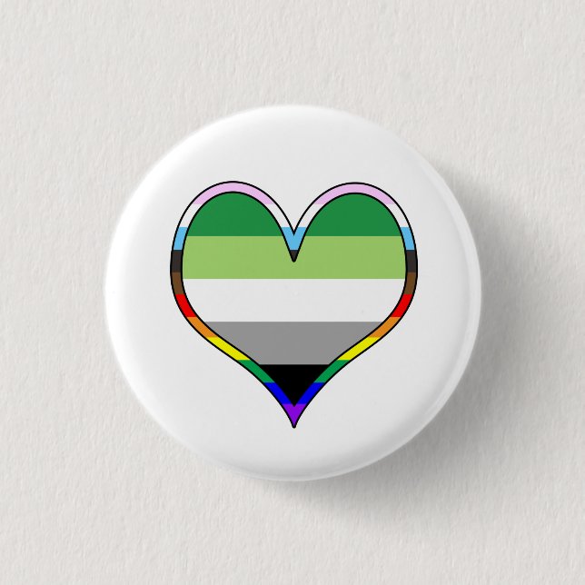 Macaron Rond 2,50 Cm Bouton Coeur Aro Pride (Devant)