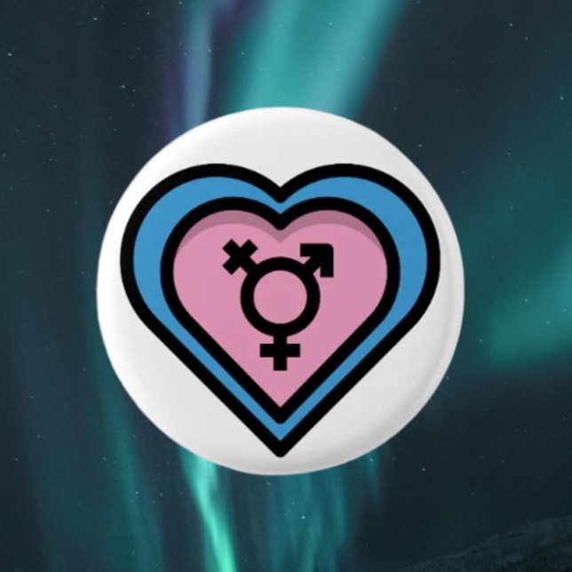 Macaron Rond 2,50 Cm Bouton Coeur de la Fierté Trans (Créateur téléchargé)