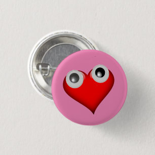 Macaron Rond 2,50 Cm Bouton Coeur des yeux googly