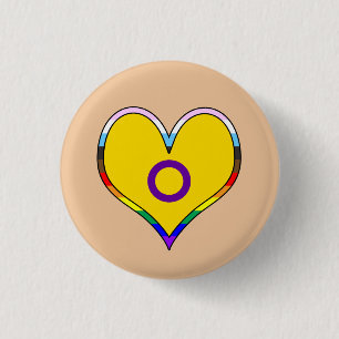 Macaron Rond 2,50 Cm Bouton Coeur Pride Intersex
