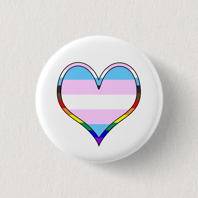Macaron Rond 2,50 Cm Bouton Coeur Trans Pride (Devant)