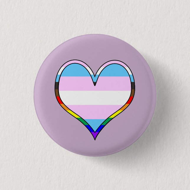 Macaron Rond 2,50 Cm Bouton Coeur Trans Pride (Devant)