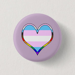 Macaron Rond 2,50 Cm Bouton Coeur Trans Pride