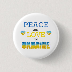 Macaron Rond 2,50 Cm Bouton Cœurs Bleus Jaunes Amour Paix Ukraine