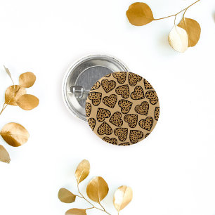 Macaron Rond 2,50 Cm Bouton Coeurs léopard