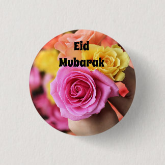 Macaron Rond 2,50 Cm Bouton coloré de roses d'Eid Mubarak
