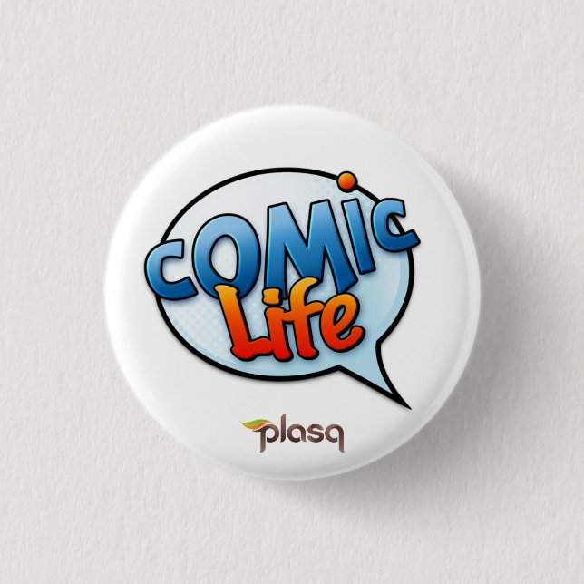 Macaron Rond 2,50 Cm Bouton comique de la vie (Devant)