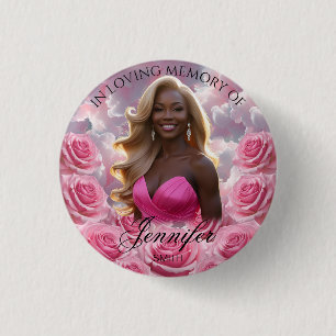 Macaron Rond 2,50 Cm Bouton commémoratif Pink Roses Sky Memorial
