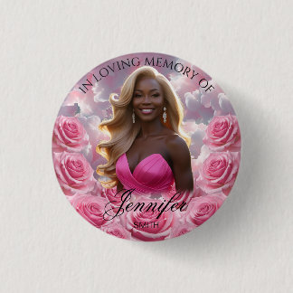 Macaron Rond 2,50 Cm Bouton commémoratif Pink Roses Sky Memorial