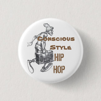 Macaron Rond 2,50 Cm bouton conscient Brun-blanc de hip hop de style