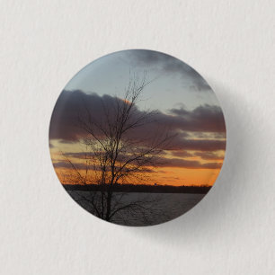 Macaron Rond 2,50 Cm Bouton Coucher du soleil sur le lac