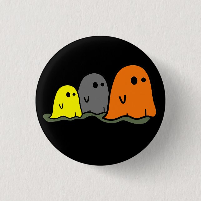Macaron Rond 2,50 Cm Bouton Coupe Fantômes Halloween (Devant)
