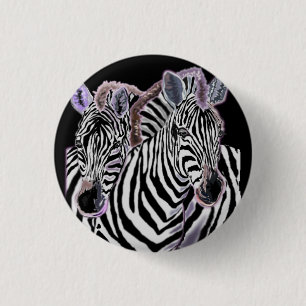 Macaron Rond 2,50 Cm Bouton Couple Zebra