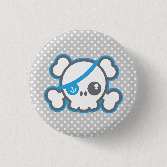 Macaron Rond 2,50 Cm Bouton crâne du pirate Kawaii (Devant)