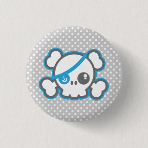 Macaron Rond 2,50 Cm Bouton crâne du pirate Kawaii