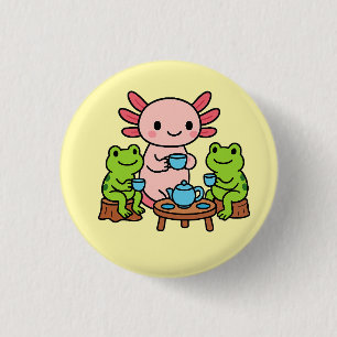 Macaron Rond 2,50 Cm Bouton Cute Axolotl Tea Time with Friends