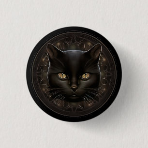 Macaron Rond 2,50 Cm Bouton d'aiguille de chat noir gothique généré par