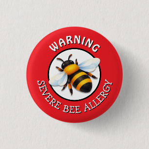 Macaron Rond 2,50 Cm Bouton d'alerte d'allergie grave aux abeilles
