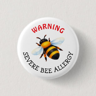 Macaron Rond 2,50 Cm Bouton d'alerte d'allergie grave aux abeilles