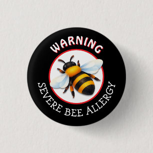 Macaron Rond 2,50 Cm Bouton d'alerte d'allergie grave aux abeilles