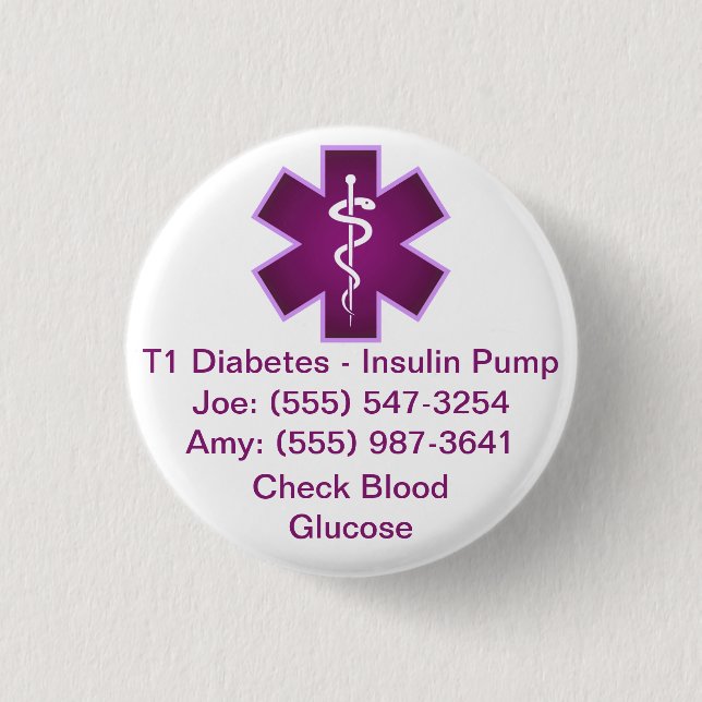 Macaron Rond 2,50 Cm Bouton d'alerte Médicale personnalisé Purple (Devant)