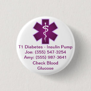 Macaron Rond 2,50 Cm Bouton d'alerte Médicale personnalisé Purple
