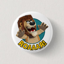 Bouton d'animal de lion de bande dessinée