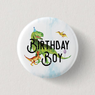 Macaron Rond 2,50 Cm Bouton d'anniversaire du dinosaure d'aquarelle