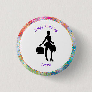 Macaron Rond 2,50 Cm Bouton d'anniversaire Glam Shopaholic