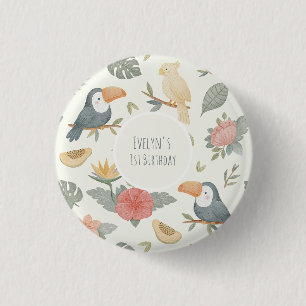 Macaron Rond 2,50 Cm Bouton d'anniversaire personnalisé Safari Tropical