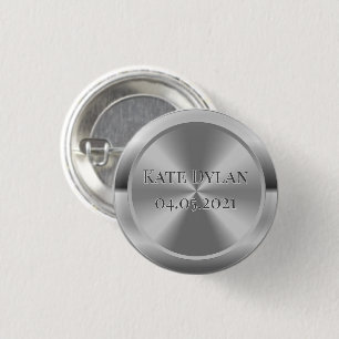 Macaron Rond 2,50 Cm Bouton d'argent gravé sur mesure