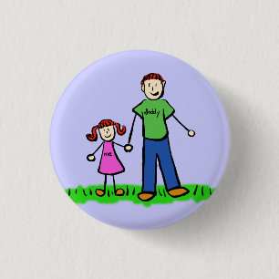 Macaron Rond 2,50 Cm Bouton d'art de la broche de famille père et fille